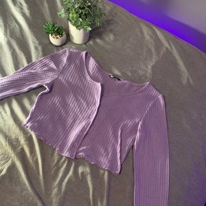 Long Sleeve Textured Purple Shirt. Light. [Size S]